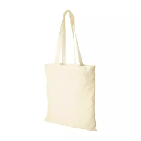 Katoenen zak 38 x 42 cm met lang schouderlint ecru