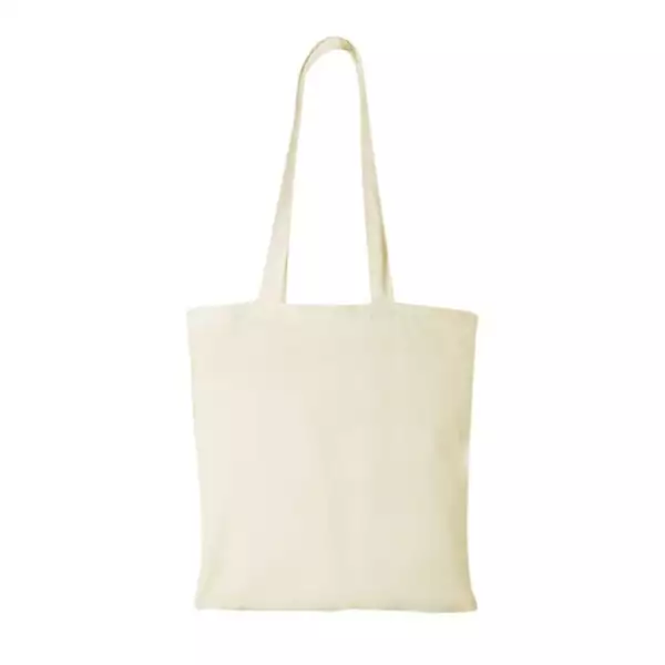 Katoenen zak 38 x 42 cm met lang schouderlint ecru
