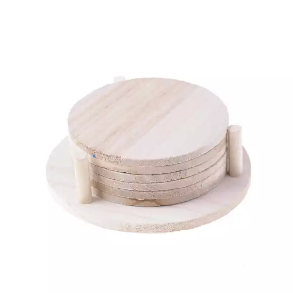 Houten onderzetters rond 9,5 cm 6 stuks