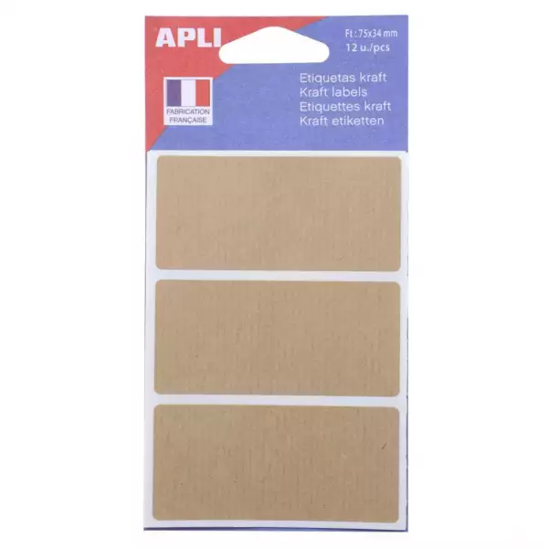 Apli etiket 34 x 75 mm 12 stuks kraft